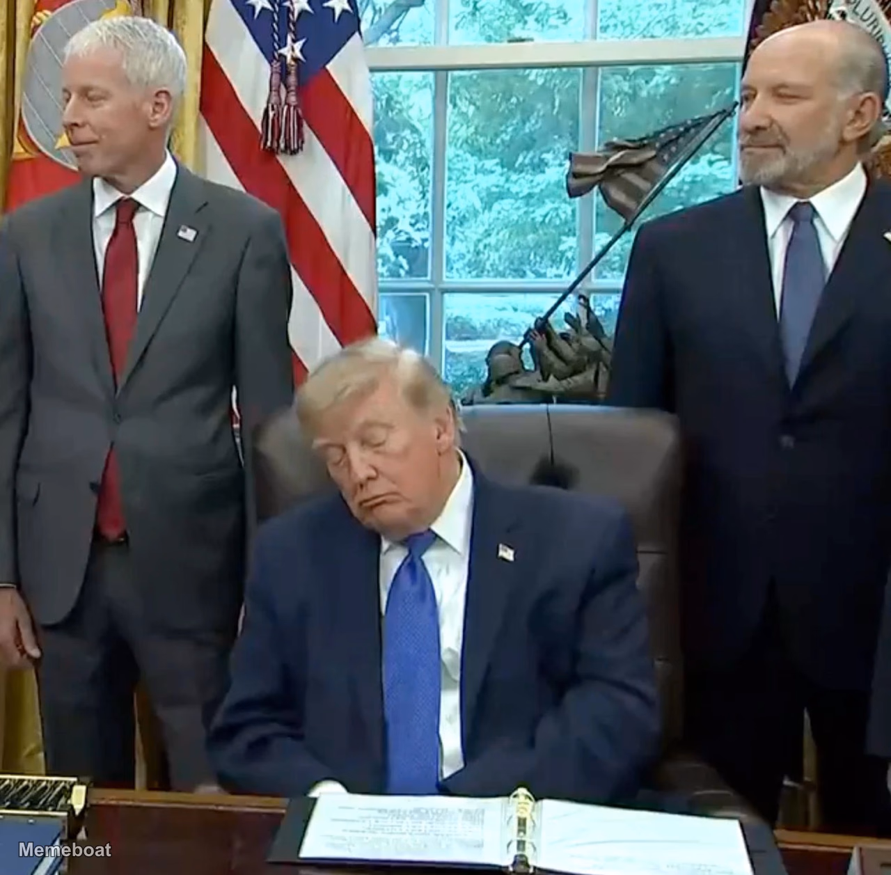 Donald Trump Asleep in the Oval Office - meme generator image preview