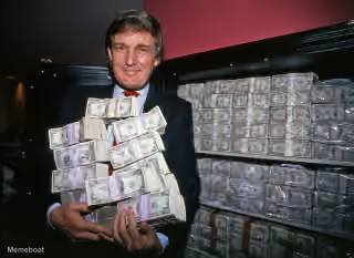 Donald Trump Holding Stacks of Cash