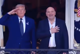 Donald Trump Salutes, Dana White Smiles