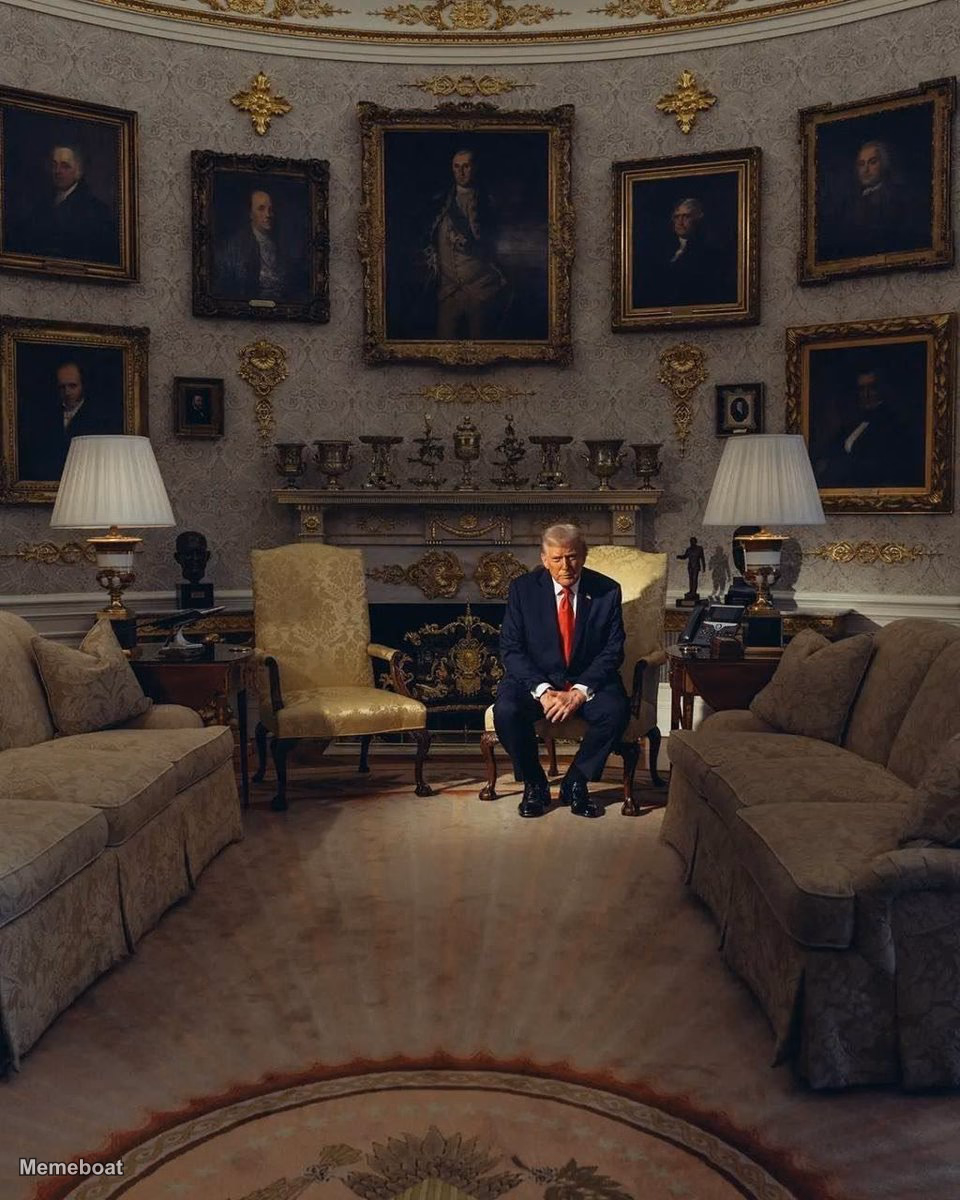 Donald Trump Seated in the Oval Office - meme generator image preview