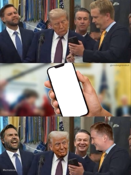 Doocy Showing Mobile to Trump and Them Laughing - meme generator image preview