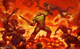Doom Slayer killing demons