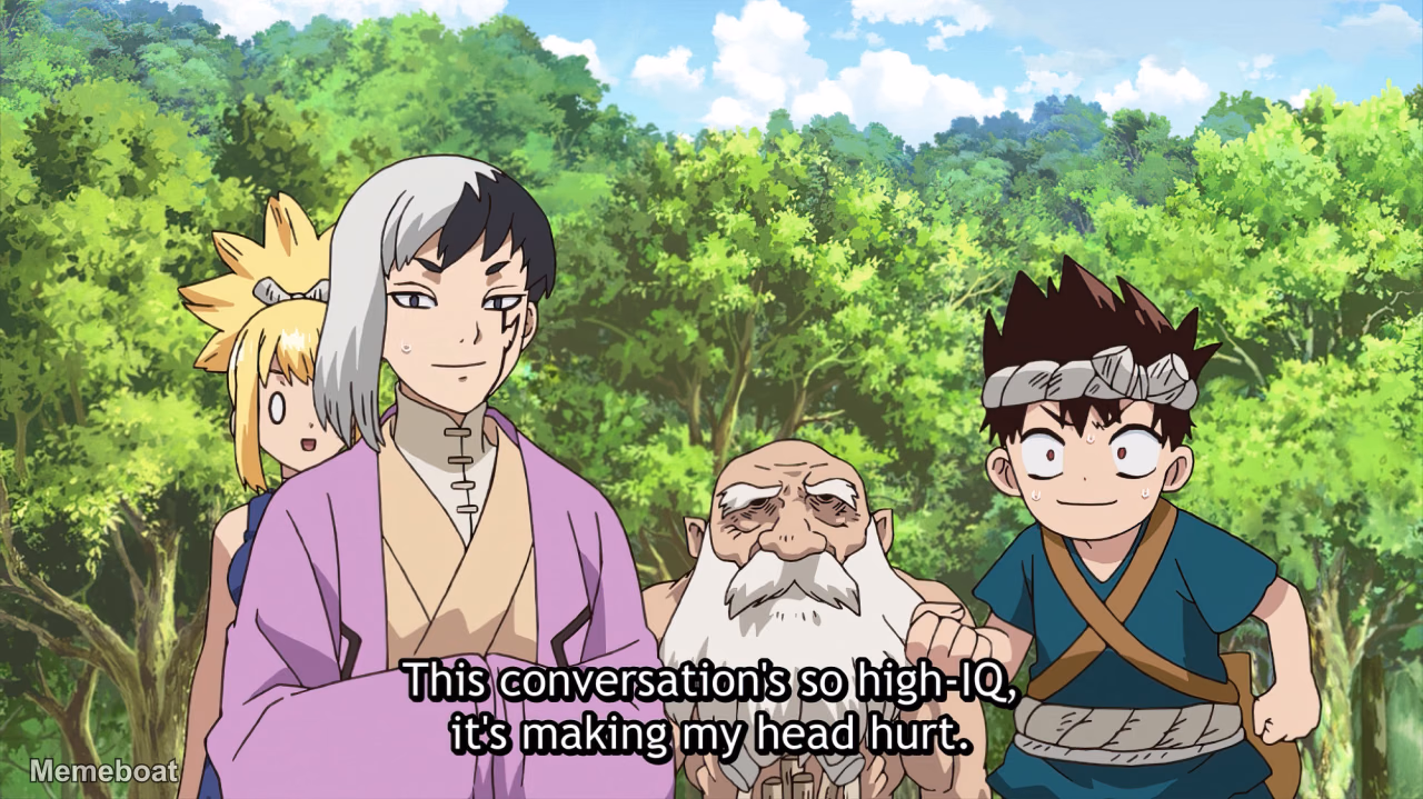 Dr. Stone "This Conversation's So High-IQ, It's Making My Head Hurt" - meme generator image preview
