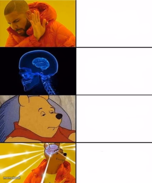 Drake, brain, Pooh crossover - meme generator image preview