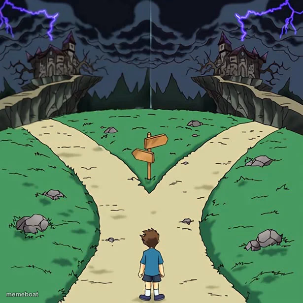 Dramatic Crossroads No Good - meme generator image preview