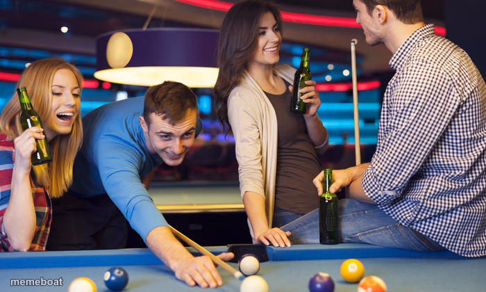 Drinks at pool table - meme generator image preview