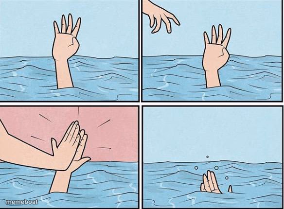 Drowning High Five - meme generator image preview