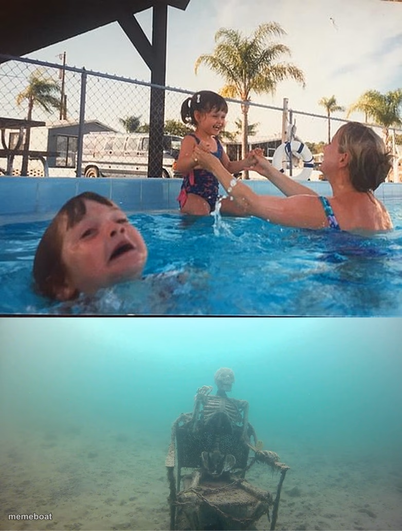 drowning kid + skeleton - meme generator image preview