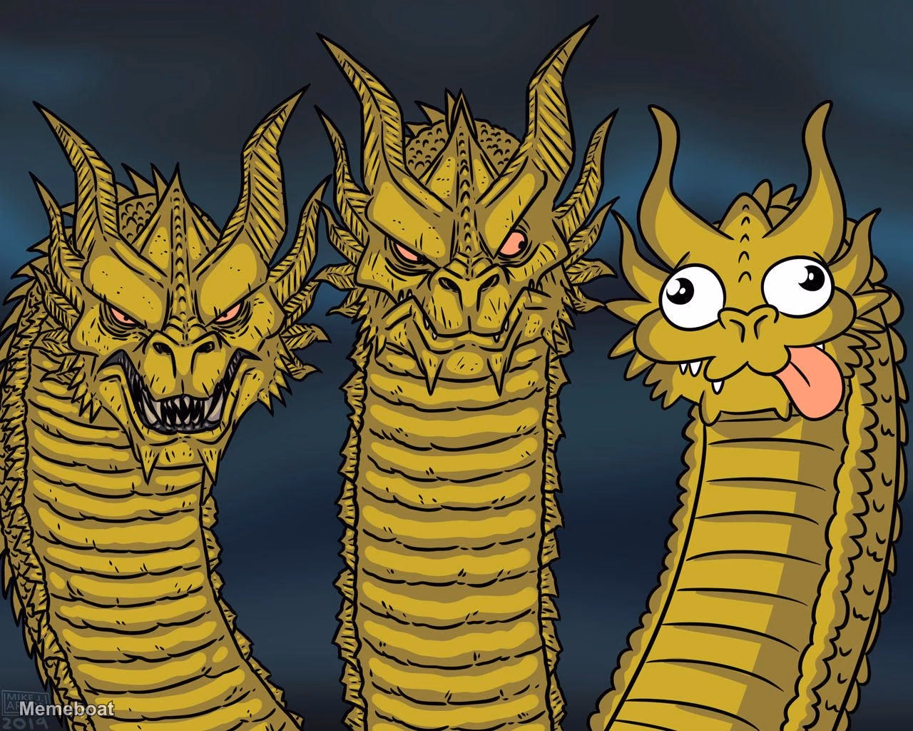 Three Headed Dragon - meme generator image preview