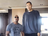 Dwayne the Rock and Sun the tall guy