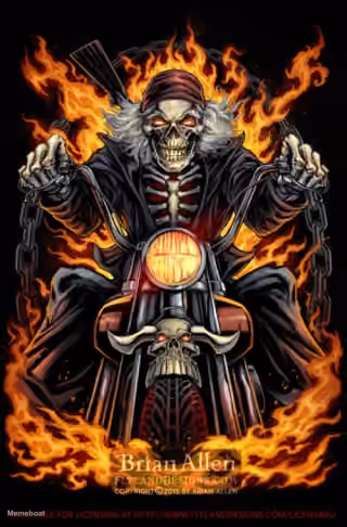 Skeleton Biker In Flames