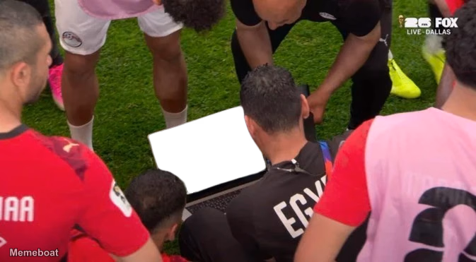 Egypt Players on a Laptop Mid Penalty - meme generator image preview