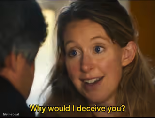 Elizabeth Holmes deceiving smile - 'You Can See Everything'