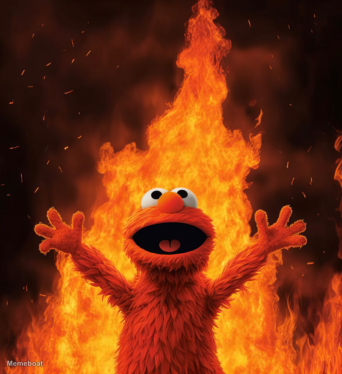 Elmo in Hellfire - meme generator image preview