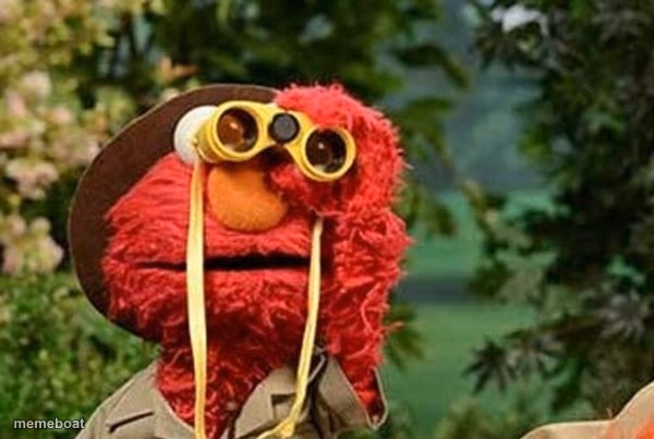 ELMO WITH BINOCULARS SESAME STREET - meme generator image preview