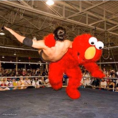 Elmo wrestling - meme generator image preview