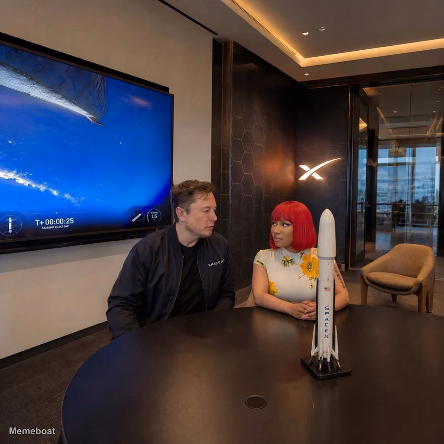 Elon Musk and Nicki Minaj at Starbase - meme generator image preview