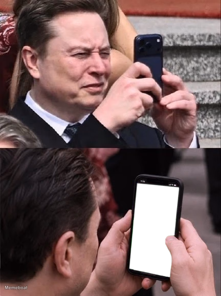 Elon Musk Looking at iPhone Blank Template - meme generator image preview