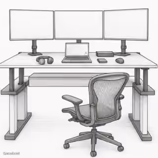Ergonomic Office Workstation Sketch