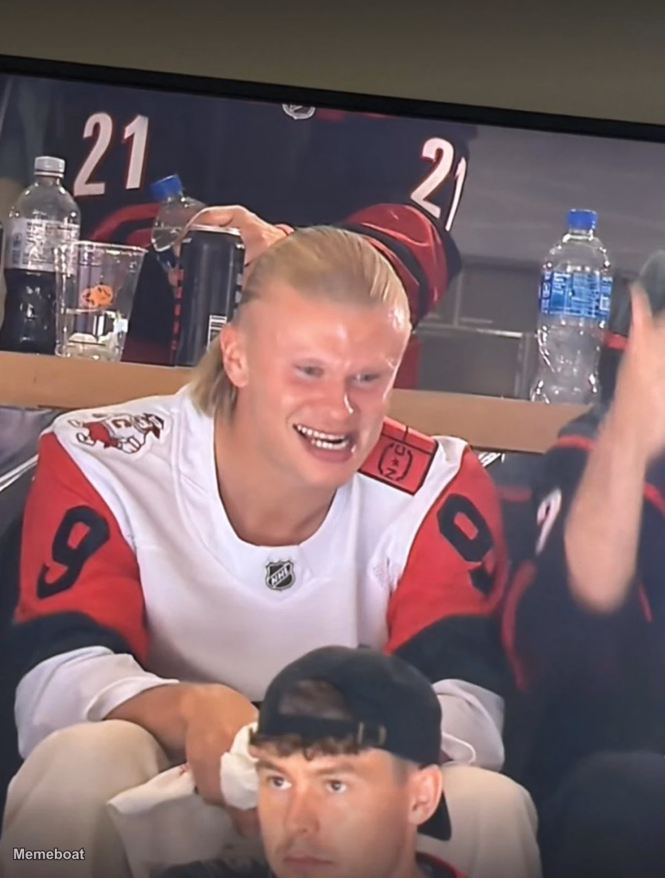 Erling Haaland Unhinged/Evil Smile at the 2026 Stanley Cup Final - meme generator image preview