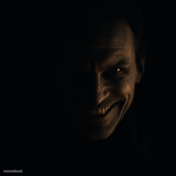 evil grin with light and dark