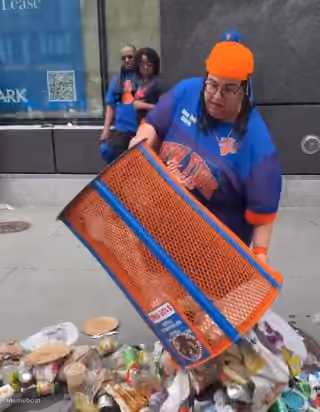 Fan Dumps Knicks Trash Can