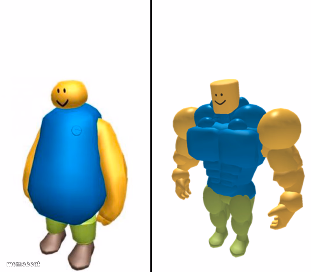Fat vs Buff Roblox Noob - meme generator image preview