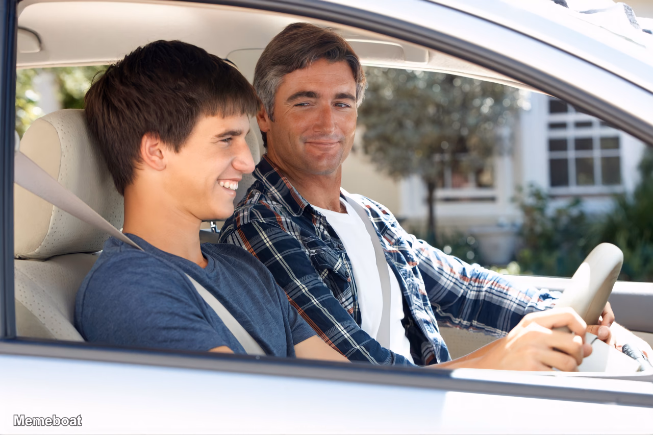 Father and Son in Car - meme generator image preview