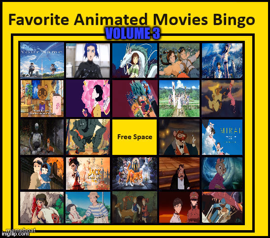 favorite animated movies bingo 3 - meme generator image preview