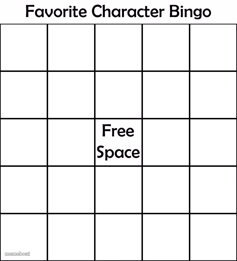 favorite character bingo - meme generator image preview