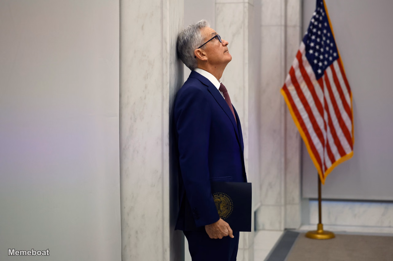 Federal Reserve Chair Jerome Powell Pausing Against the Wall - meme generator image preview