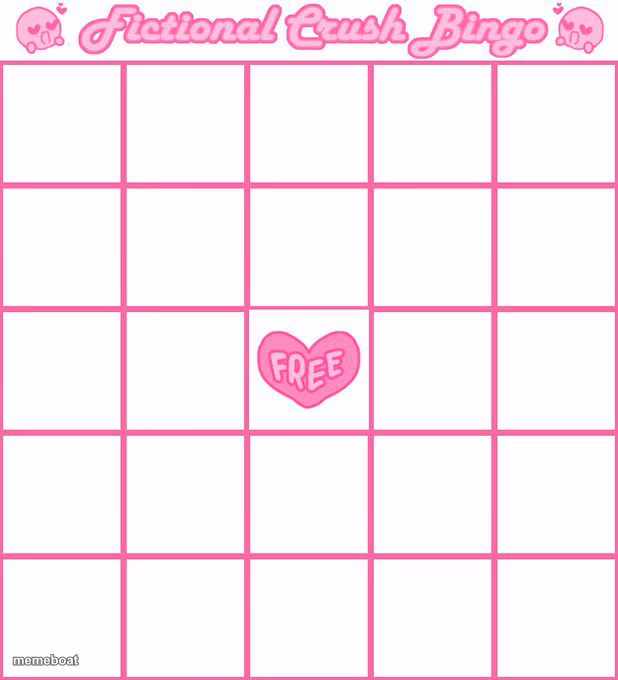 fictional crush bingo - meme generator image preview