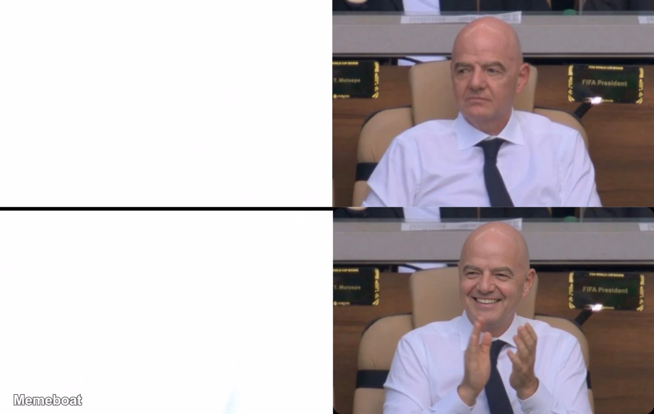 FIFA President Disappointed vs Smiling Reaction / Messi Misses vs Messi Goals - meme generator image preview