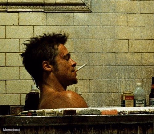 Fight Club Tyler Durden Smoking in Bathtub - meme generator image preview