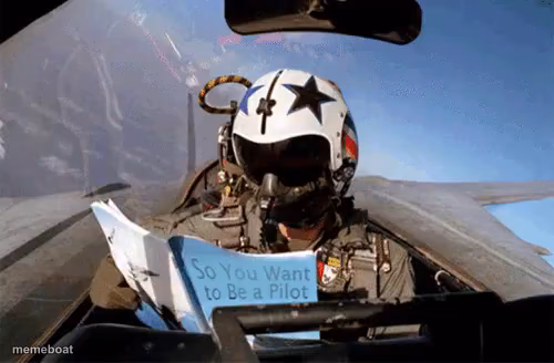 fighter pilot reading how to be a pilot - meme generator image preview