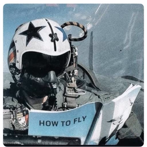 Fighter Pilot Reading How To Fly Book - meme generator image preview