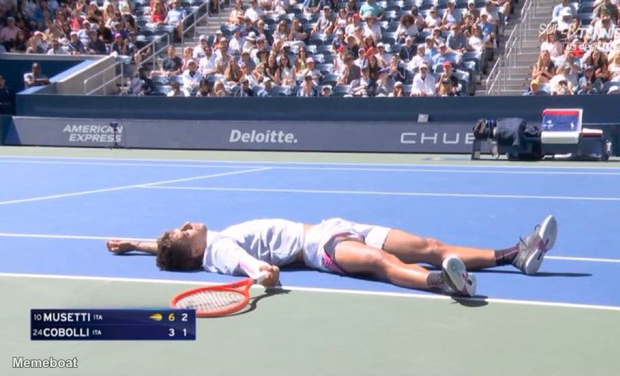 Flavio Cobolli Exhausted on Court - meme generator image preview