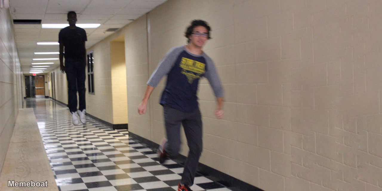 Floating Boy Chased by Running Boy - meme generator image preview