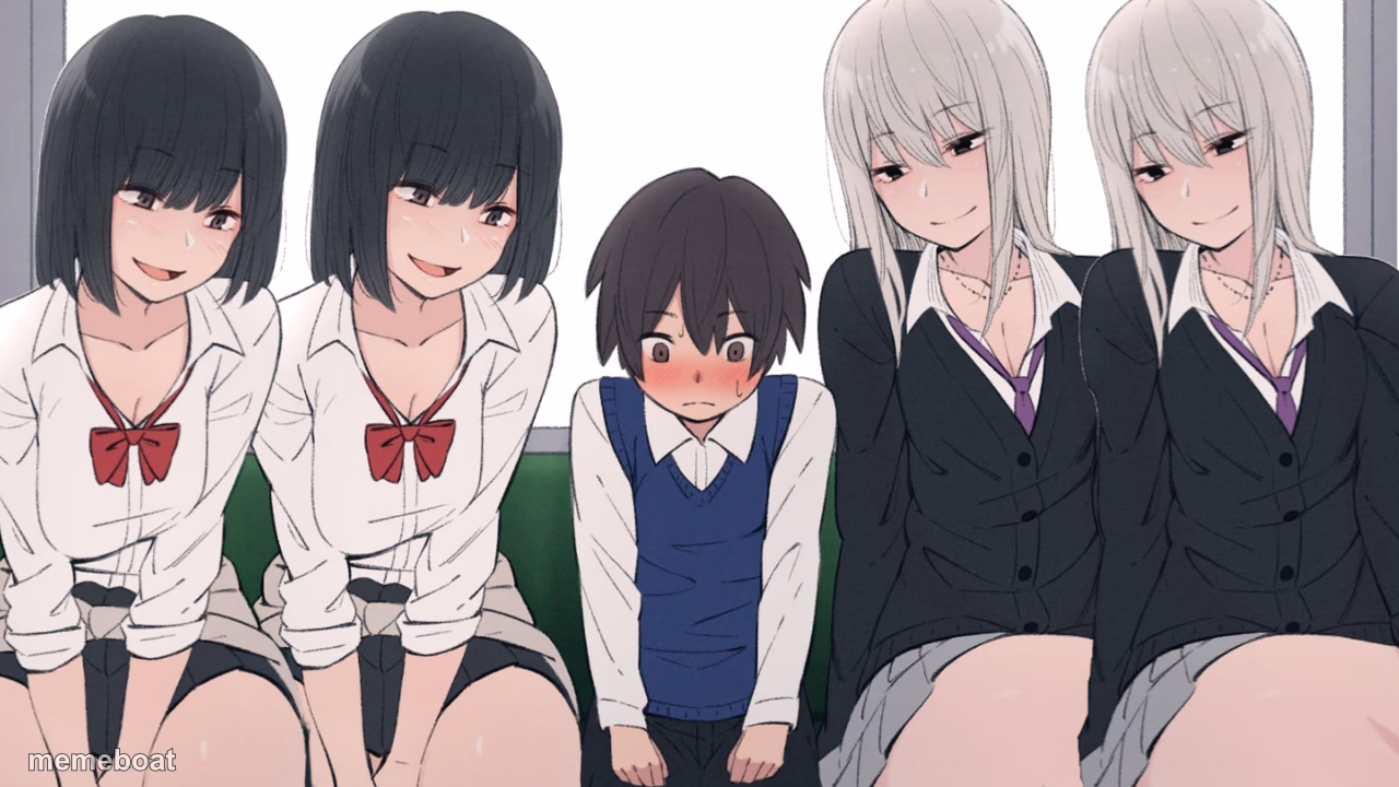 Four Beautiful Girls Seducing One Poor Lucky Little Boy - meme generator image preview