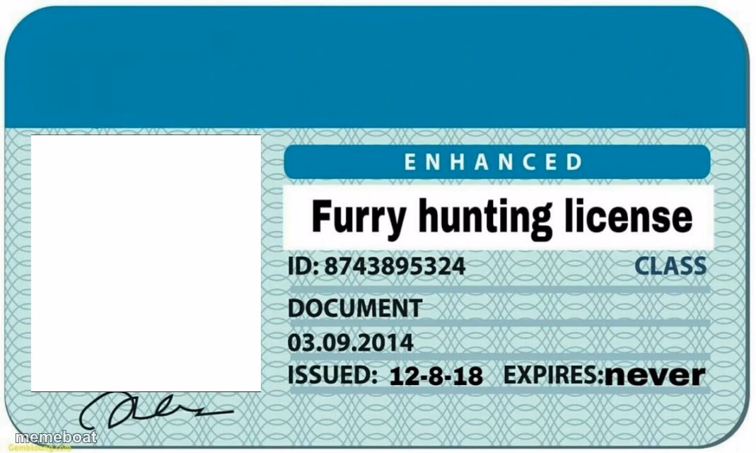 furry hunting license - meme generator image preview