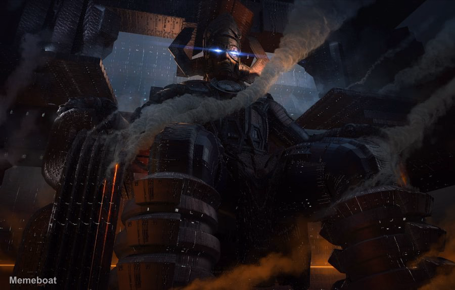 Galactus Seated On Throne With Glowing Eyes - meme generator image preview