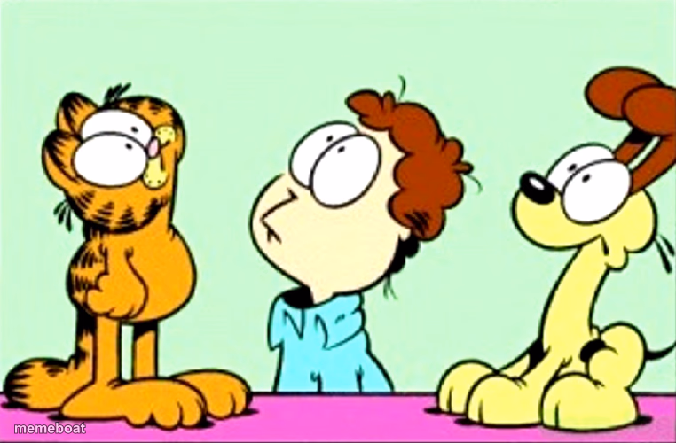 Garfield, Jon and Odie looking up - meme generator image preview