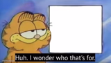 Garfield looking at the sign
