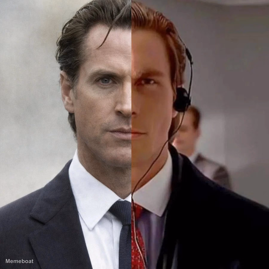 Gavin Newsom Patrick Bateman - meme generator image preview