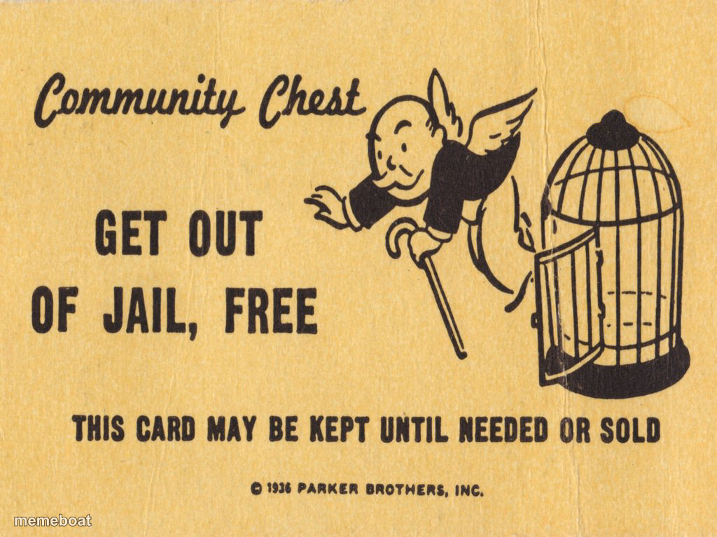 Get out of jail free card Monopoly - meme generator image preview