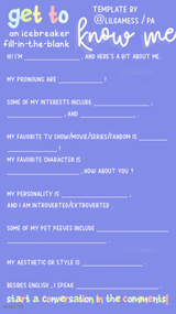 Get to know fill in the blank