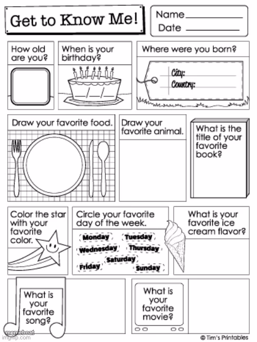 get to know me preschool - meme generator image preview