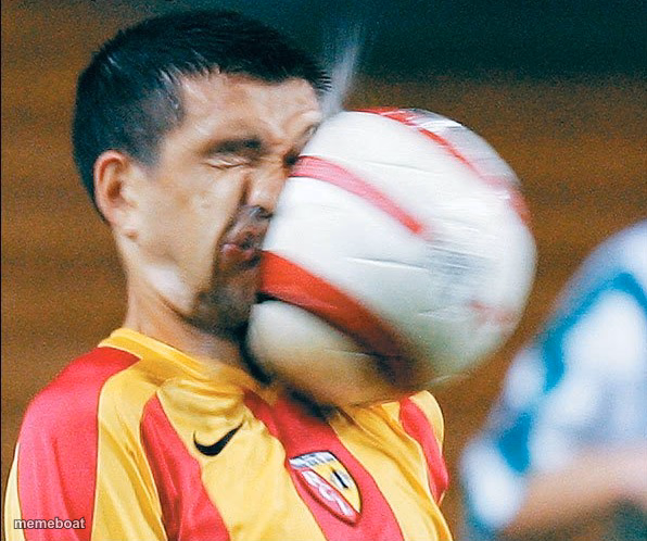 getting hit in the face by a soccer ball - meme generator image preview