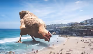Giant Chicken at the Beach