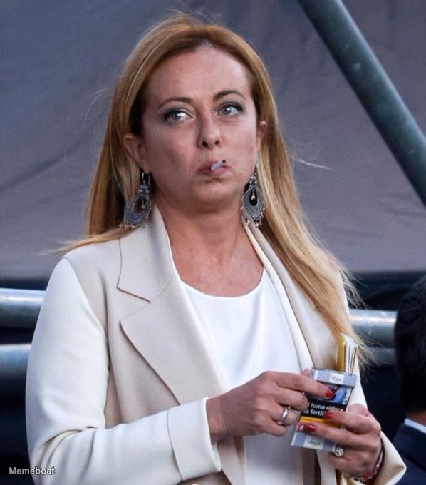Giorgia Meloni Smoking Cigarette - meme generator image preview
